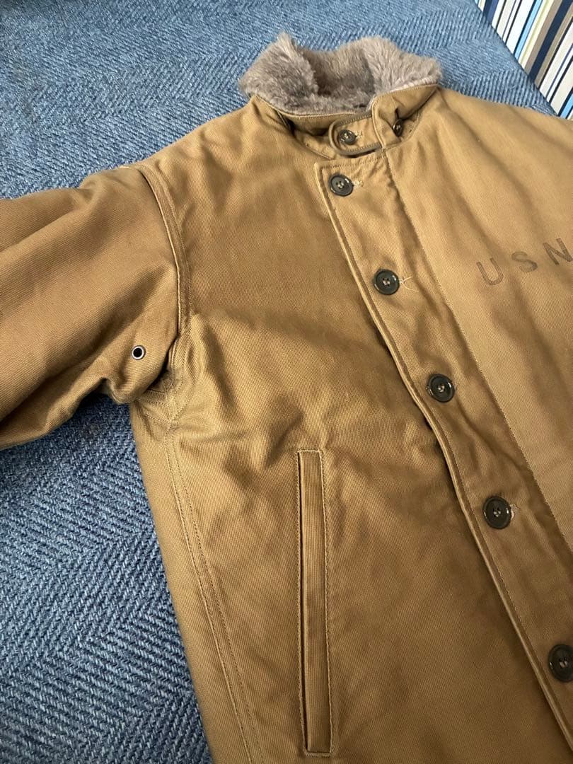 USN ブラウン ミリタリージャケット X-Small