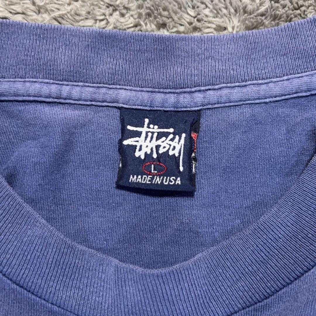 【90s】 \"old stussy\" (L) シャドーマン 茄子紺 フェード