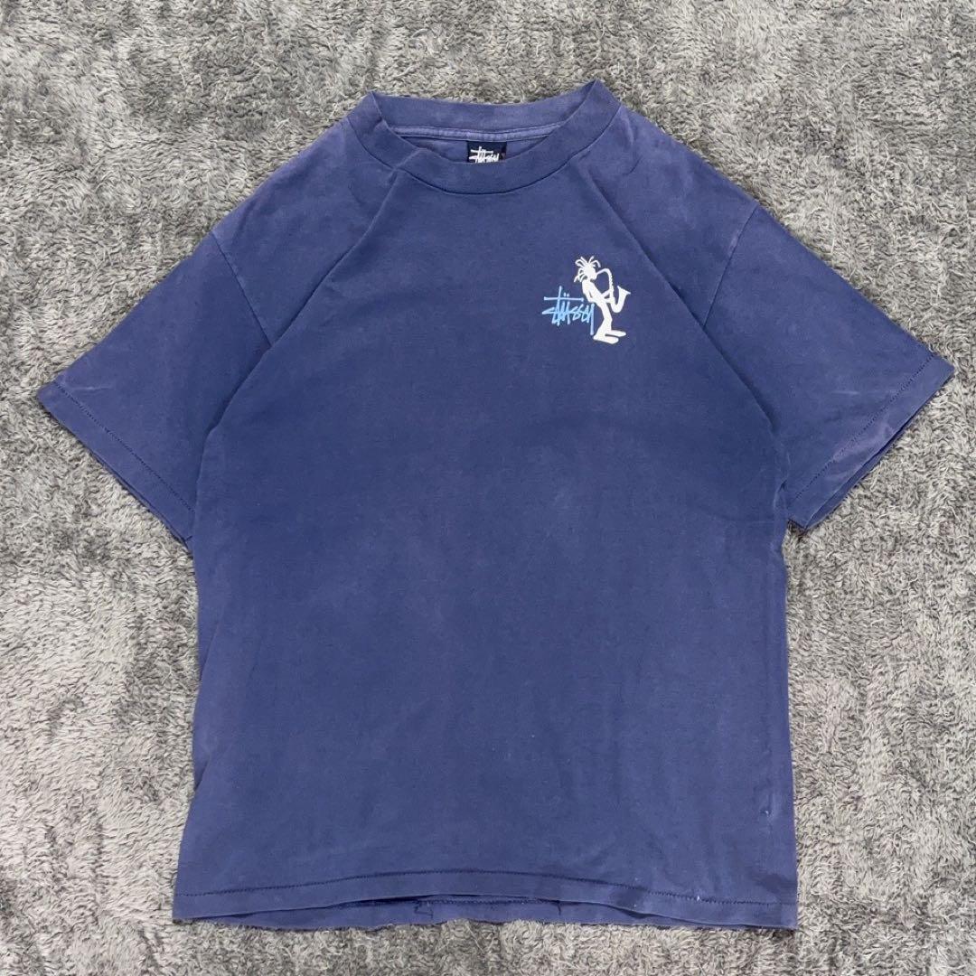 【90s】 \"old stussy\" (L) シャドーマン 茄子紺 フェード