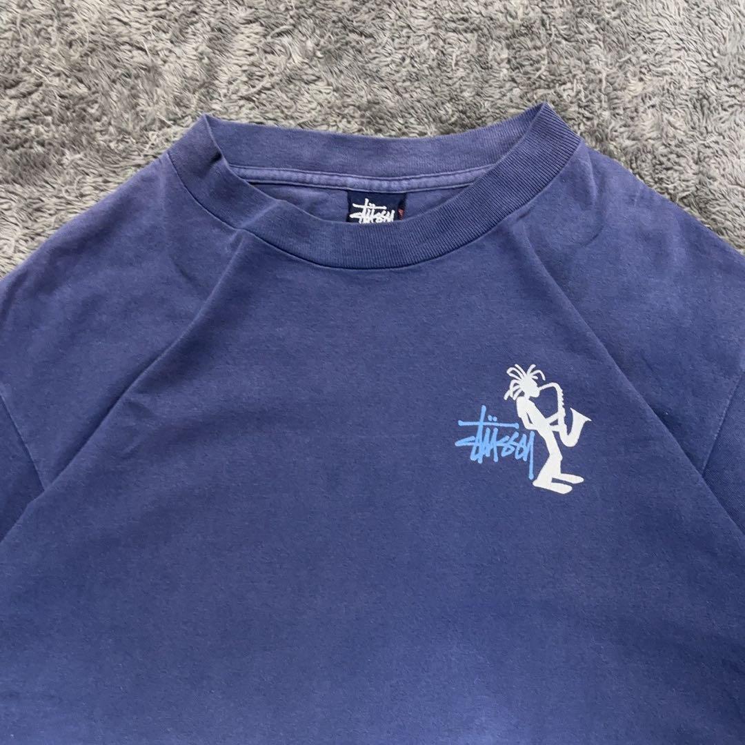 【90s】 \"old stussy\" (L) シャドーマン 茄子紺 フェード