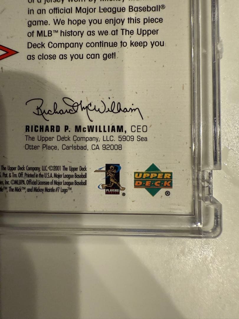 Mickey Mantle 2001 SP 本物ゲーム着用ジャージ UD-MM