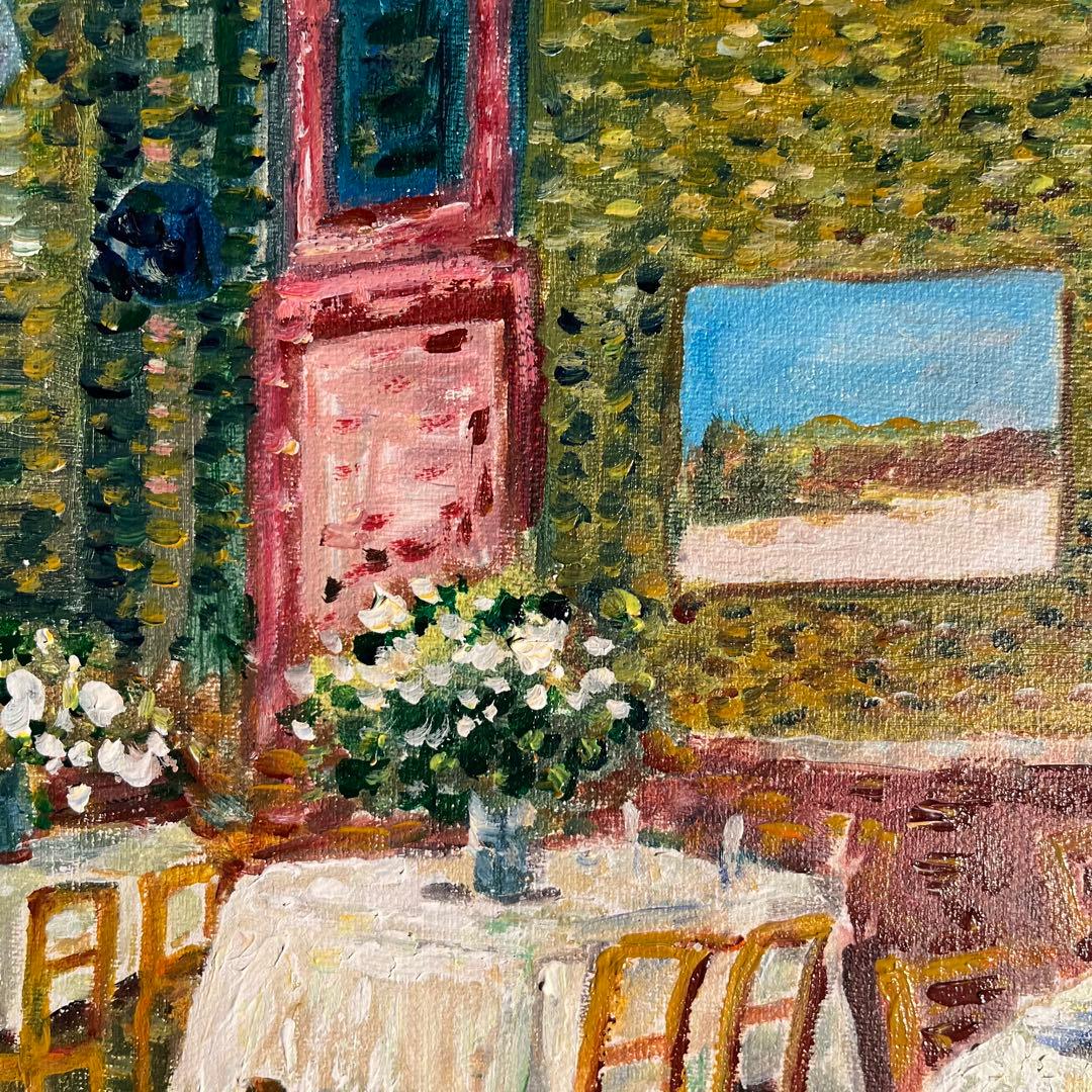 ★秀作★ 手書き油絵 ゴッホ レストラン内部 肉筆絵画 額付き 油彩画