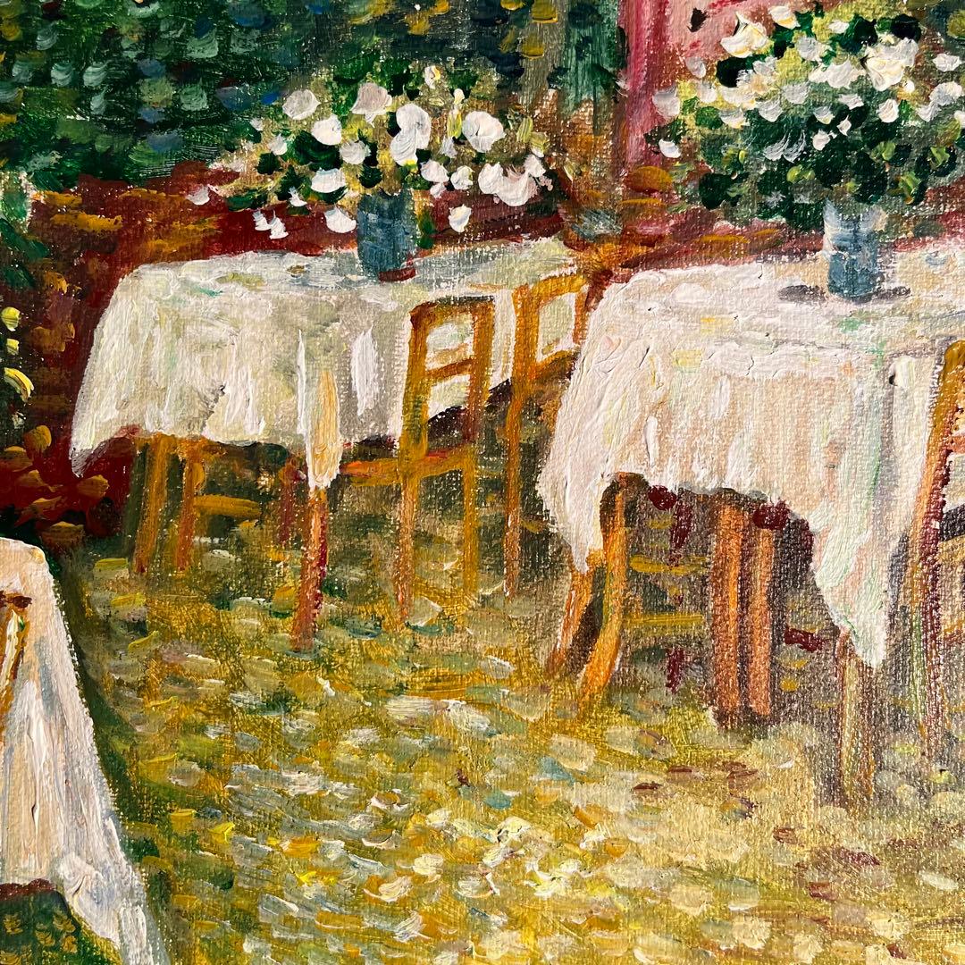 ★秀作★ 手書き油絵 ゴッホ レストラン内部 肉筆絵画 額付き 油彩画