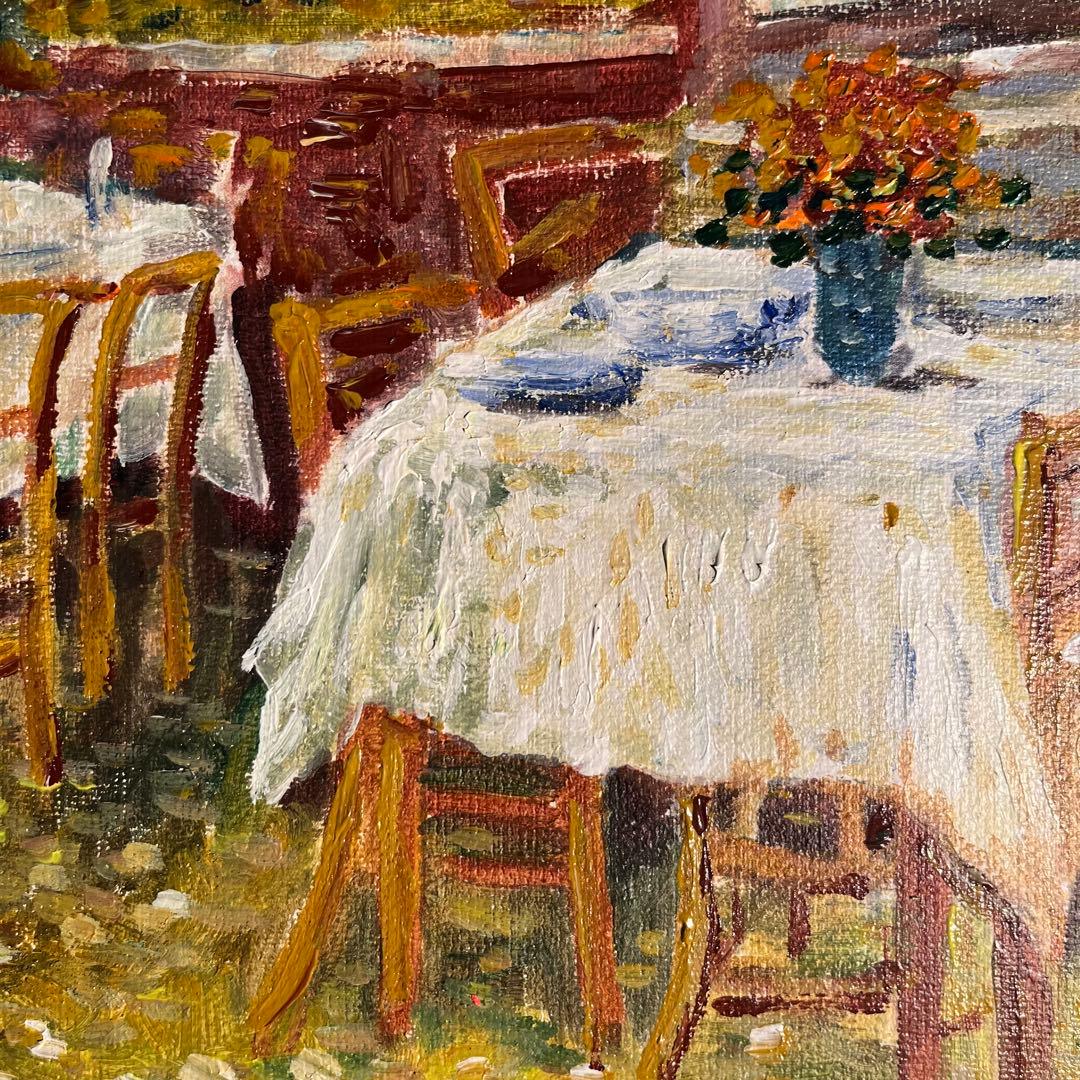 ★秀作★ 手書き油絵 ゴッホ レストラン内部 肉筆絵画 額付き 油彩画