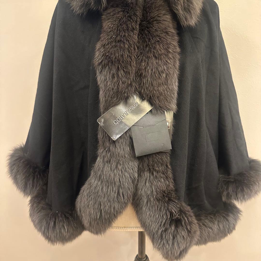 【タグ付き未使用】サガファー ポンチョカシミヤ ファーコート ブルーフォックス