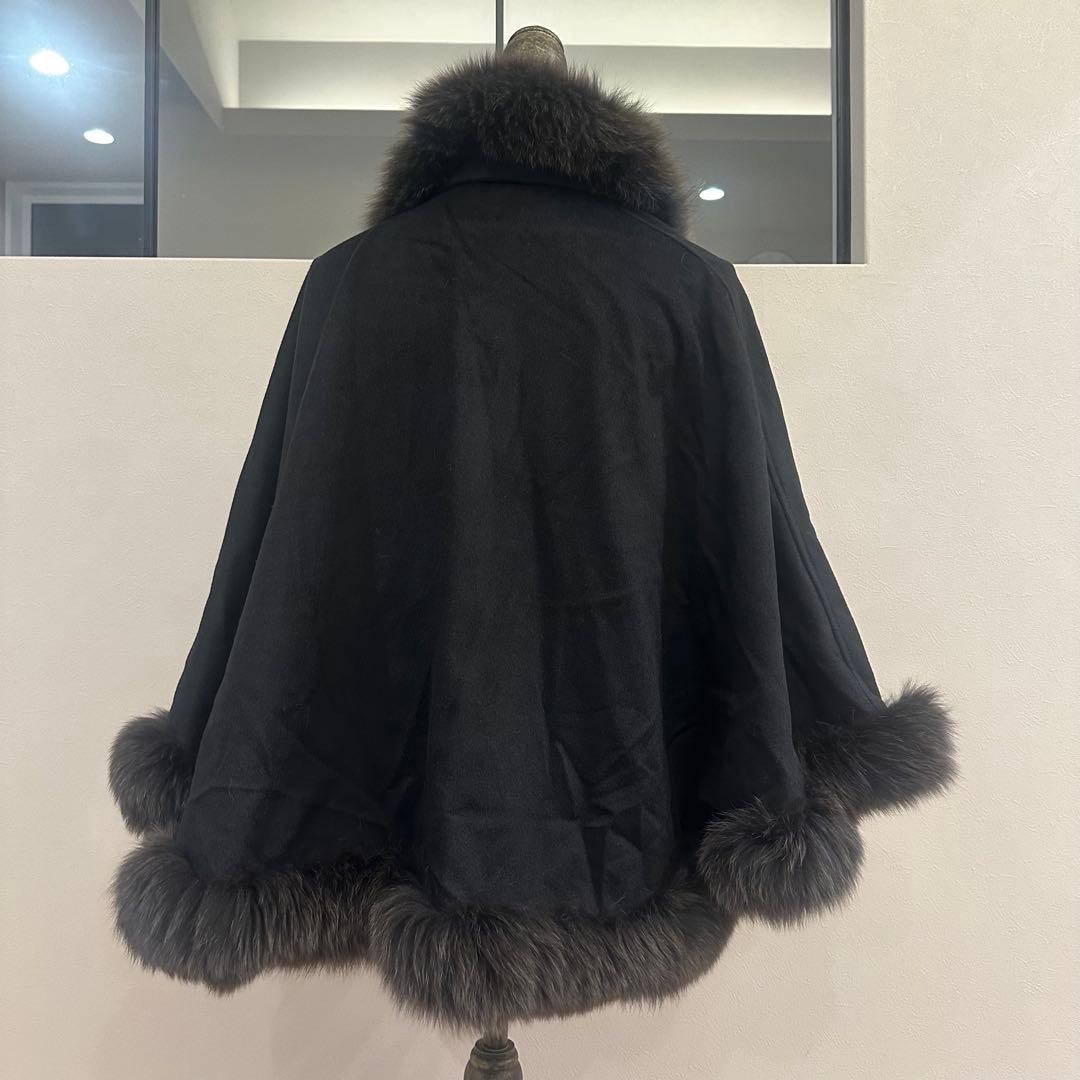 【タグ付き未使用】サガファー ポンチョカシミヤ ファーコート ブルーフォックス