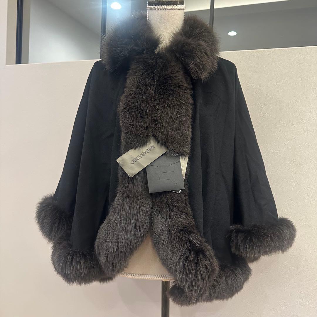 【タグ付き未使用】サガファー ポンチョカシミヤ ファーコート ブルーフォックス