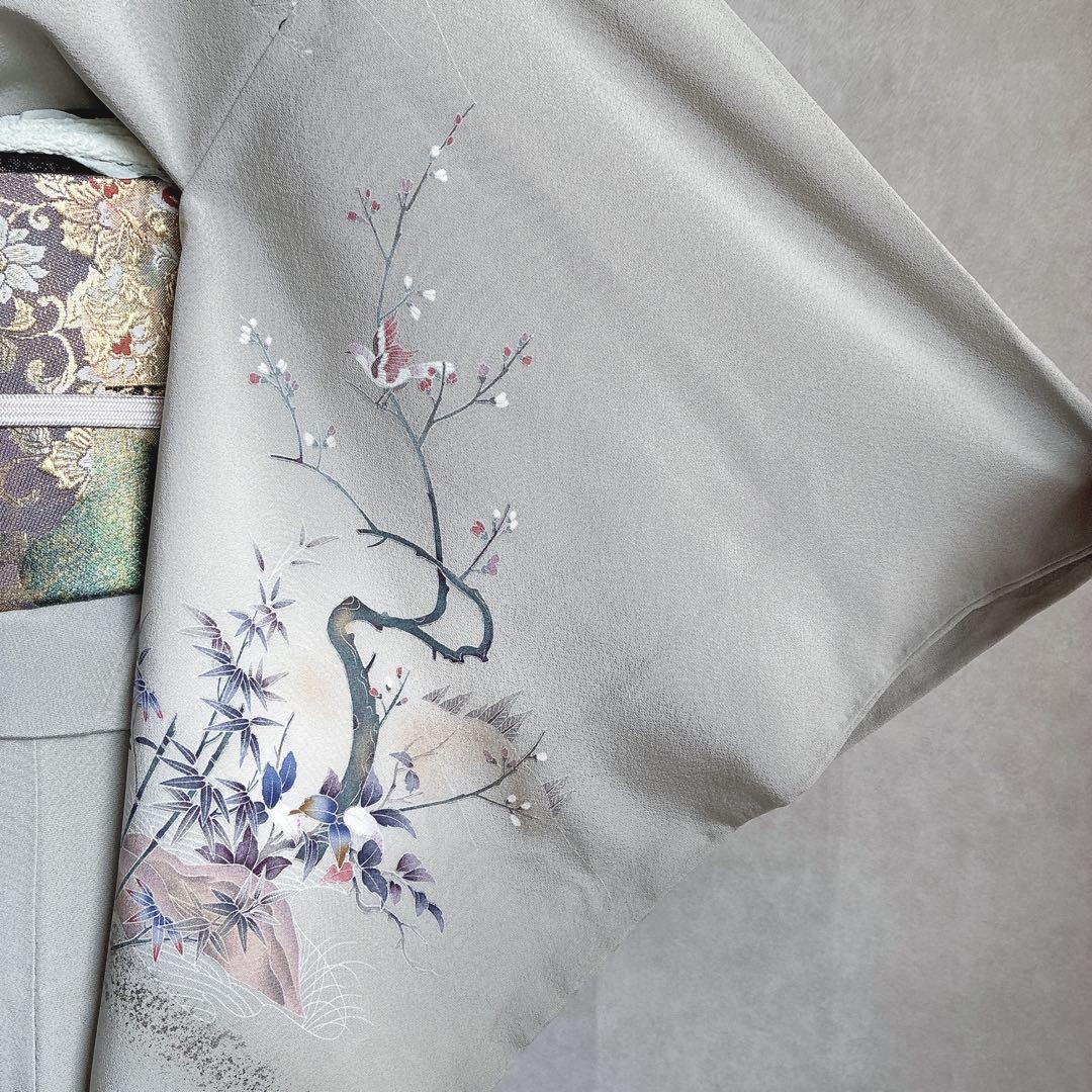 訪問着　フルセット　着物　スモールサイズ　正絹　海辺文様　気品淡色　情緒 J6