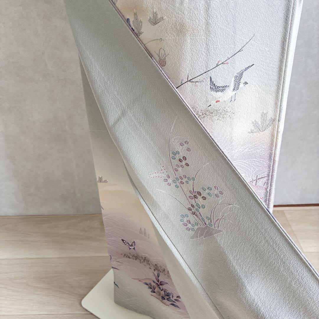 訪問着　フルセット　着物　スモールサイズ　正絹　海辺文様　気品淡色　情緒 J6