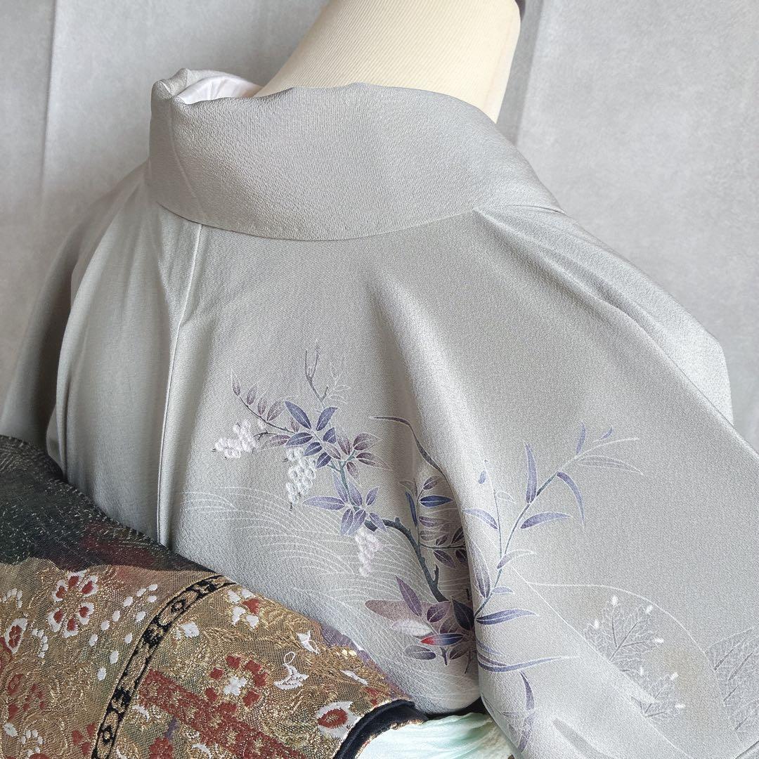 訪問着　フルセット　着物　スモールサイズ　正絹　海辺文様　気品淡色　情緒 J6