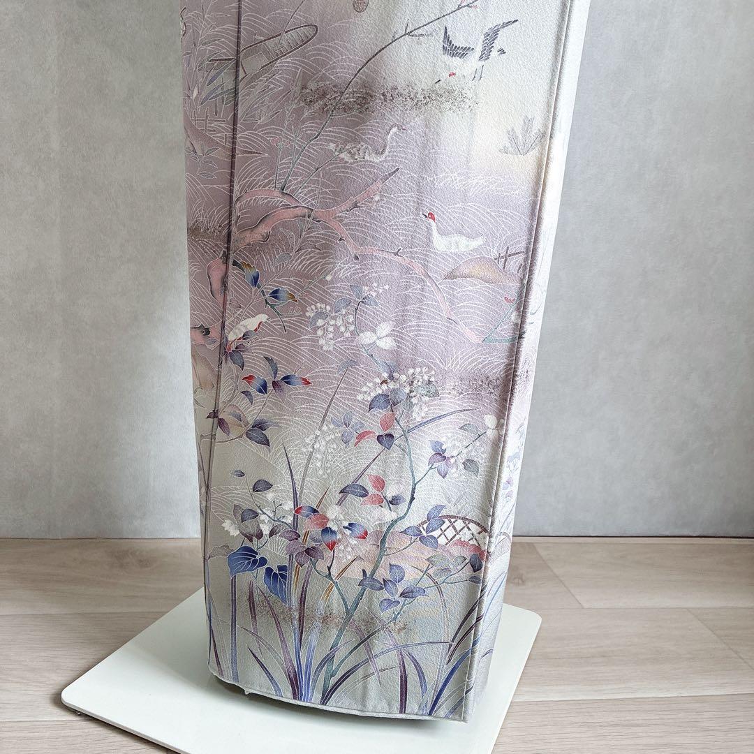 訪問着　フルセット　着物　スモールサイズ　正絹　海辺文様　気品淡色　情緒 J6