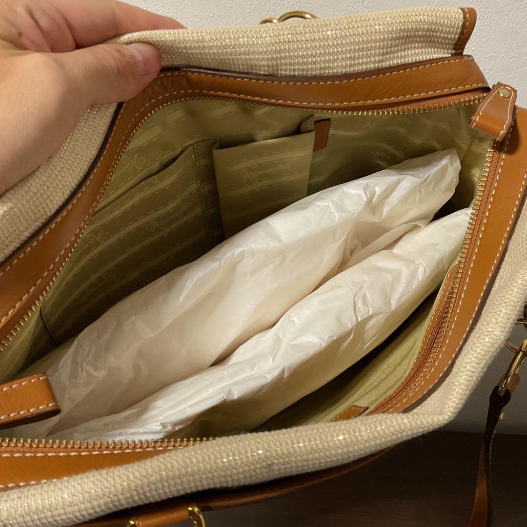 ☆開店セール☆新品未使用 美品 銀座かねまつ レザー×キャンバス トートバッグ①