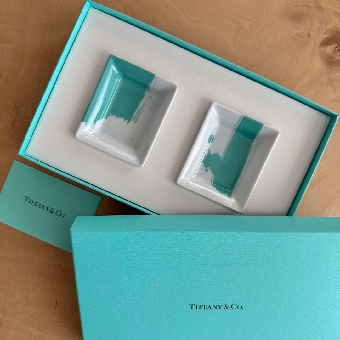 Tiffany & Co. ターコイズ陶器皿2枚セット