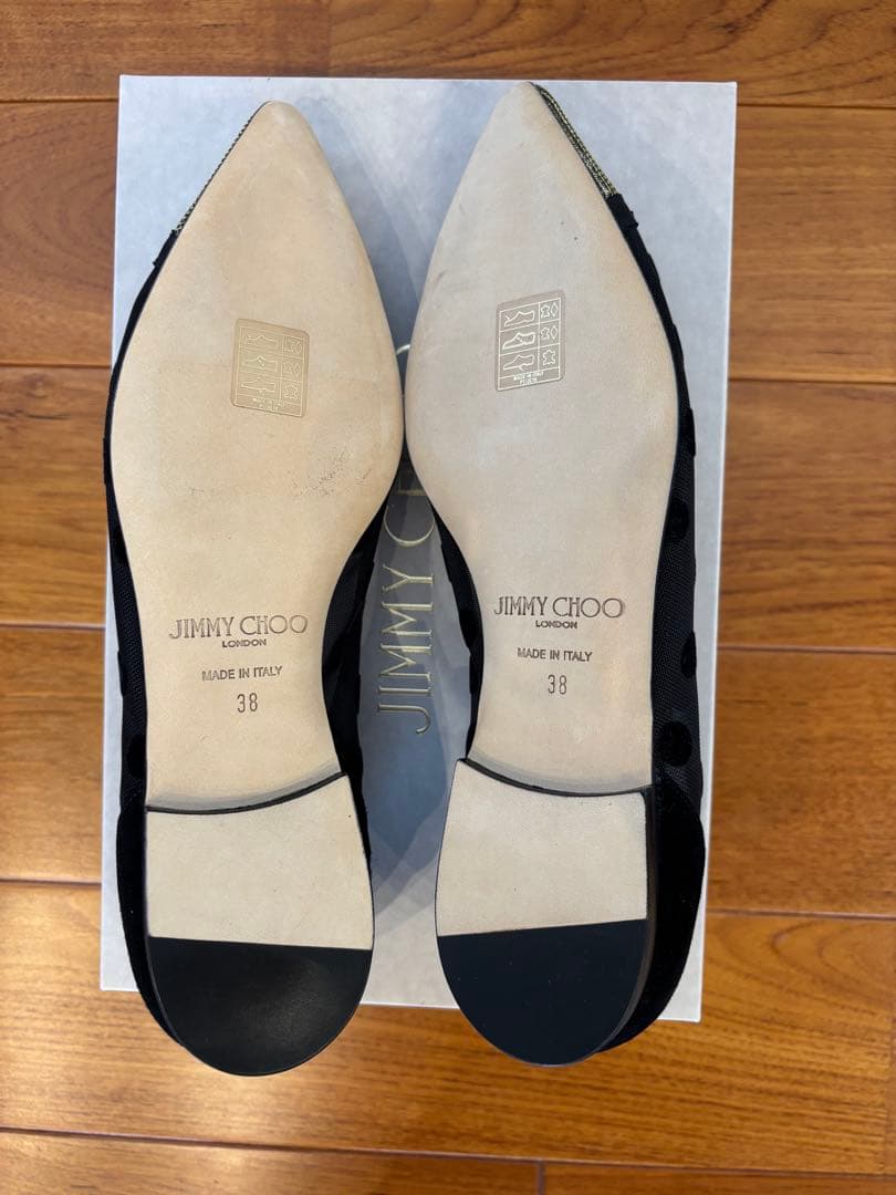 JIMMY CHOO DOROTHY FLAT 38 ブラック/ライトブロンズ