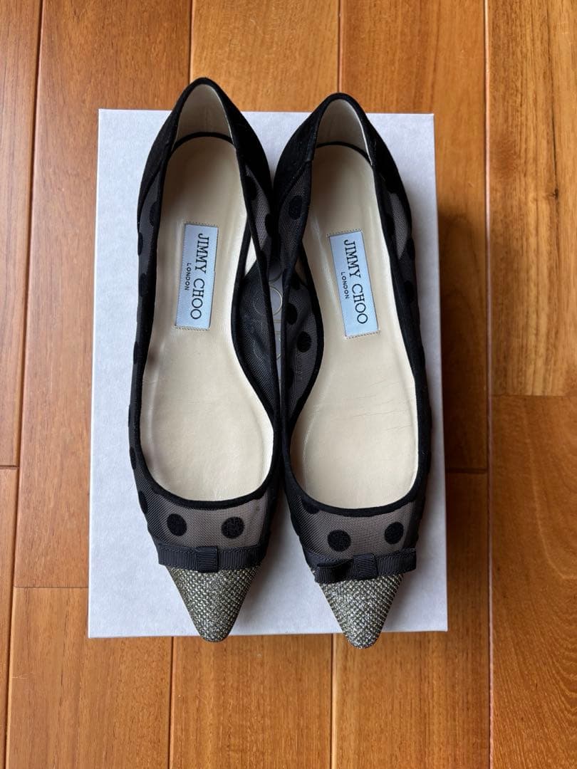 JIMMY CHOO DOROTHY FLAT 38 ブラック/ライトブロンズ