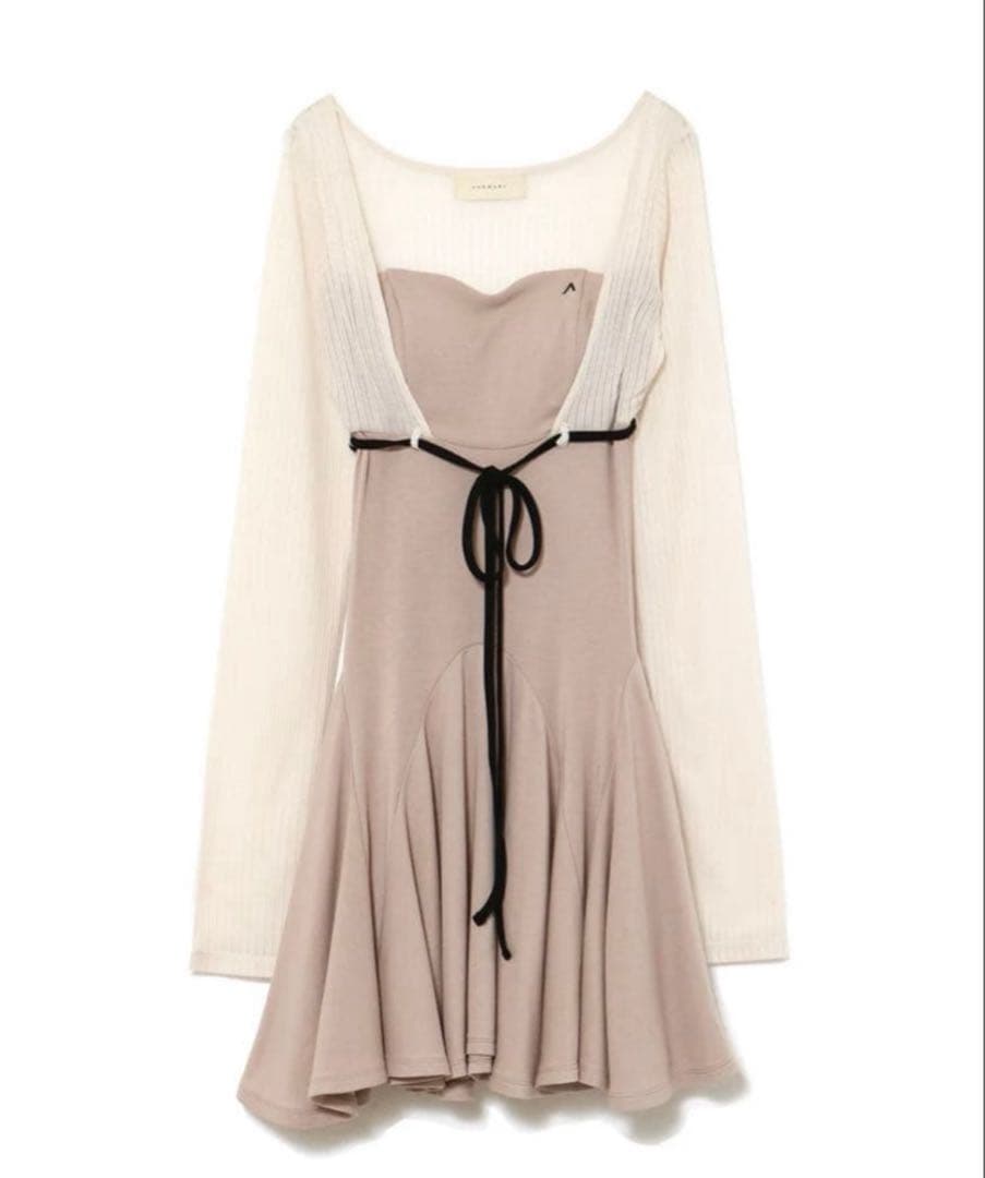 ワンピース andmary Lona ribbon mini dress beige