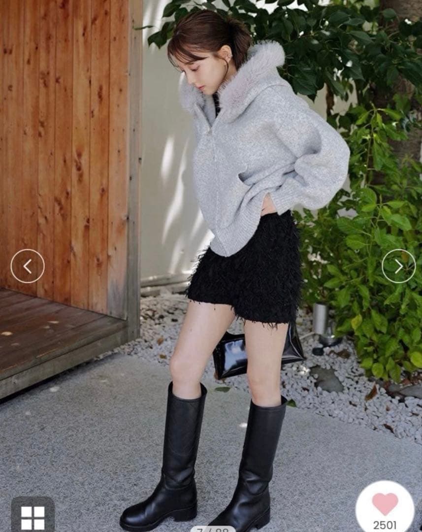 SNIDEL ファーニットフーディ USAGI ONLINE限定 GRY