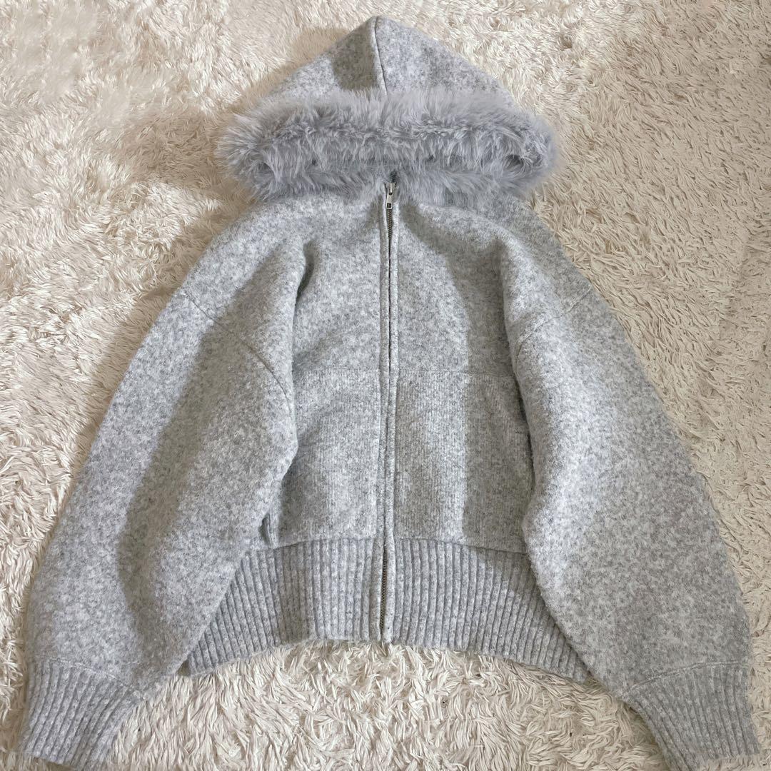 SNIDEL ファーニットフーディ USAGI ONLINE限定 GRY