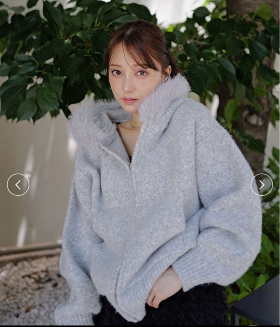 SNIDEL ファーニットフーディ USAGI ONLINE限定 GRY