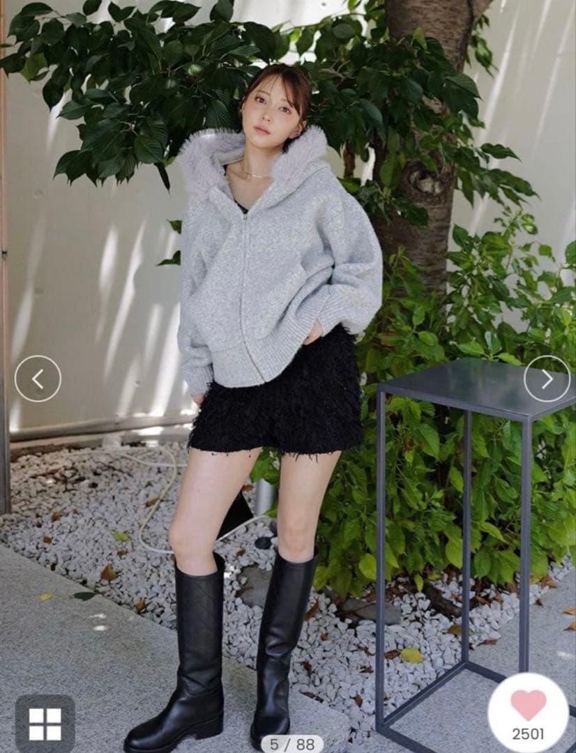 SNIDEL ファーニットフーディ USAGI ONLINE限定 GRY