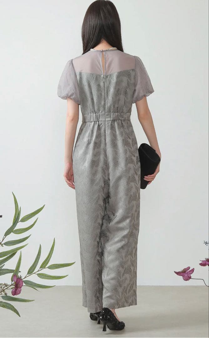 kana チュール パフスリーブ オールインワン ワイドパンツ ドレス