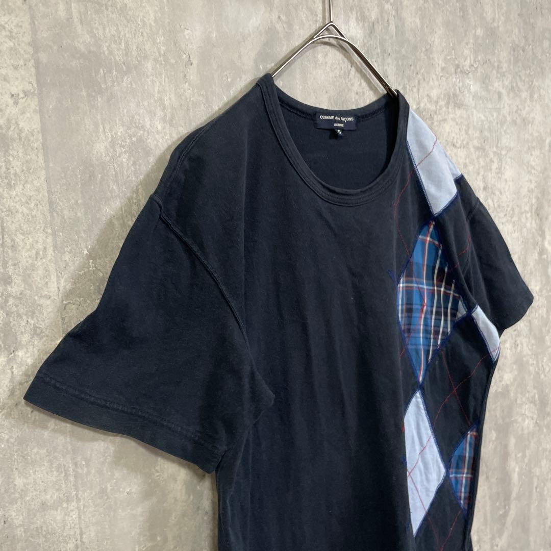 COMME des GARCONS HOMME アーガイルパッチワーク　Tシャツ
