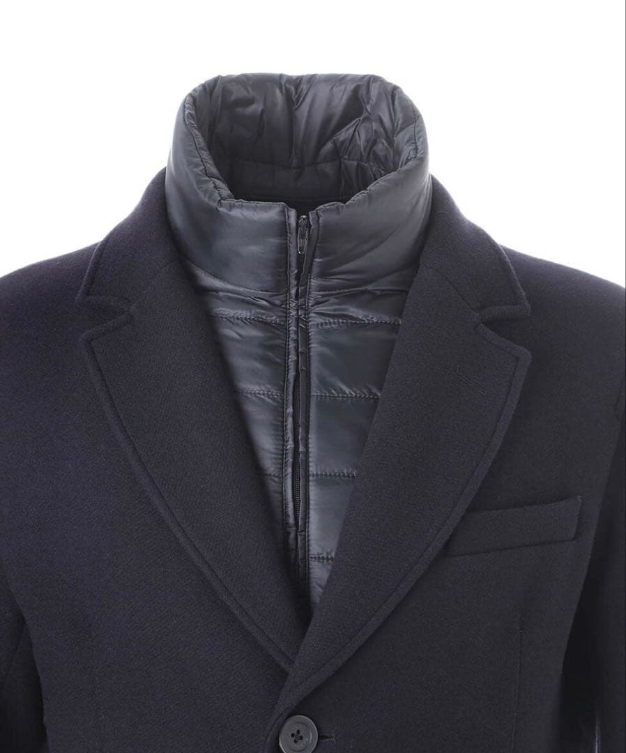 【極美品】ヘルノ HERNO ライナー付き コート／ネイビー52（XL）