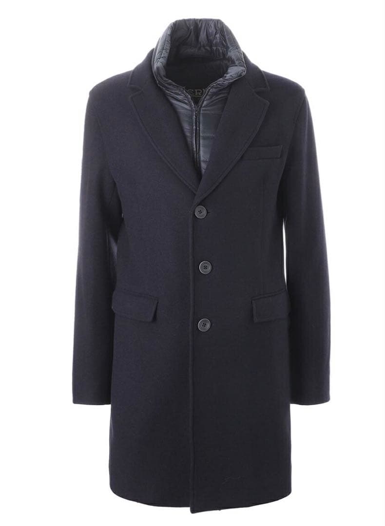 【極美品】ヘルノ HERNO ライナー付き コート／ネイビー52（XL）