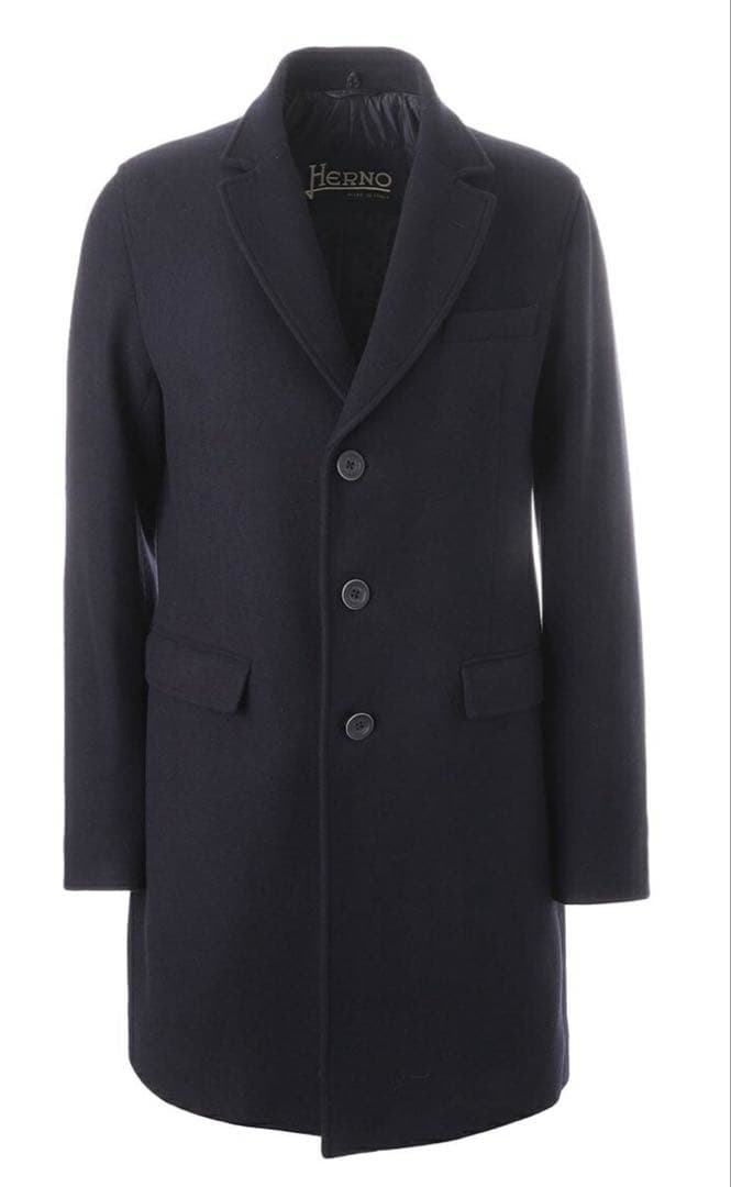 【極美品】ヘルノ HERNO ライナー付き コート／ネイビー52（XL）