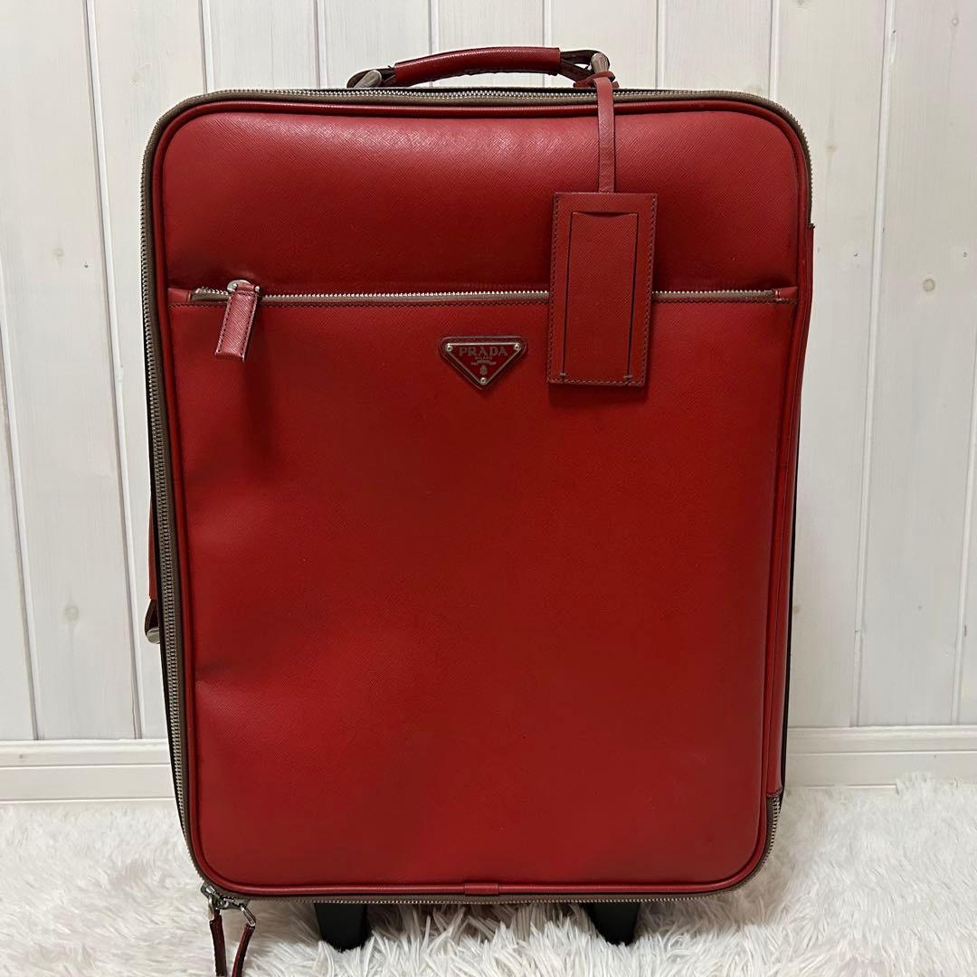 PRADA プラダ　トライアングルロゴ　キャリーケース　サフィアーノ レッド
