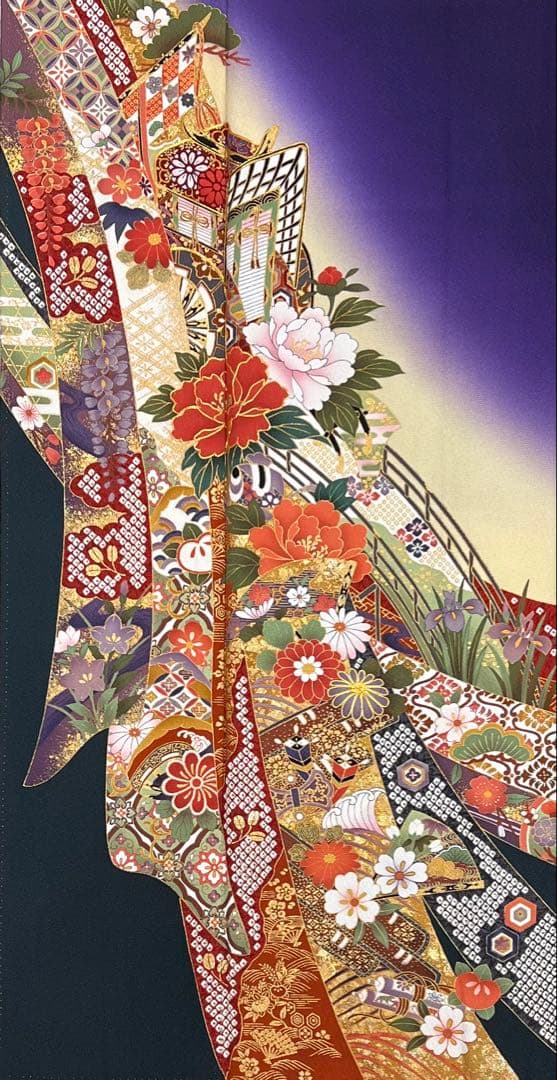 振り袖　フルセット　長襦袢付　成人式　金彩加工　刺繍入り　全通袋帯　727