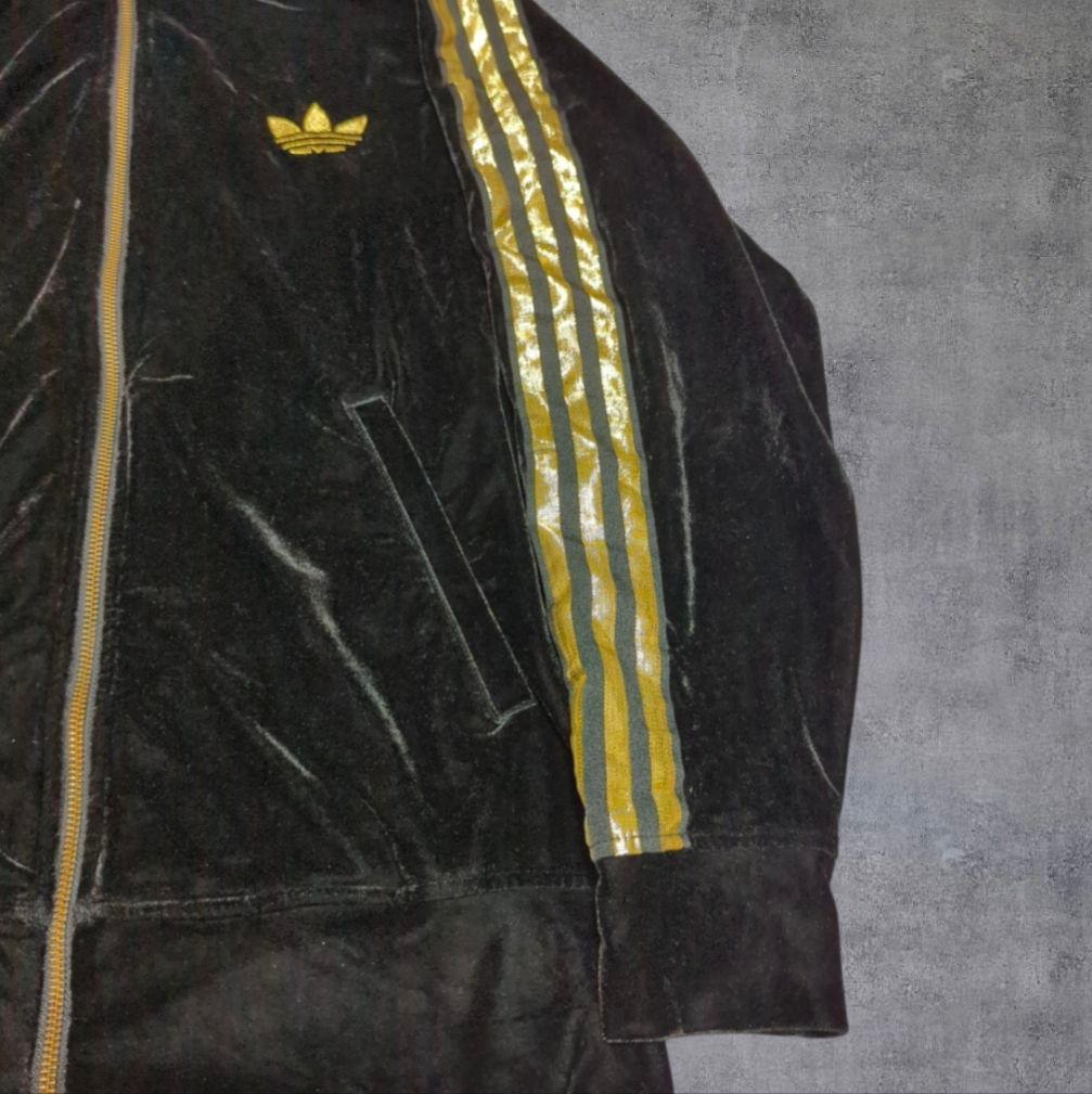 adidas セットアップ ベロアトラックジャケット ジャージ 黒 M/XS