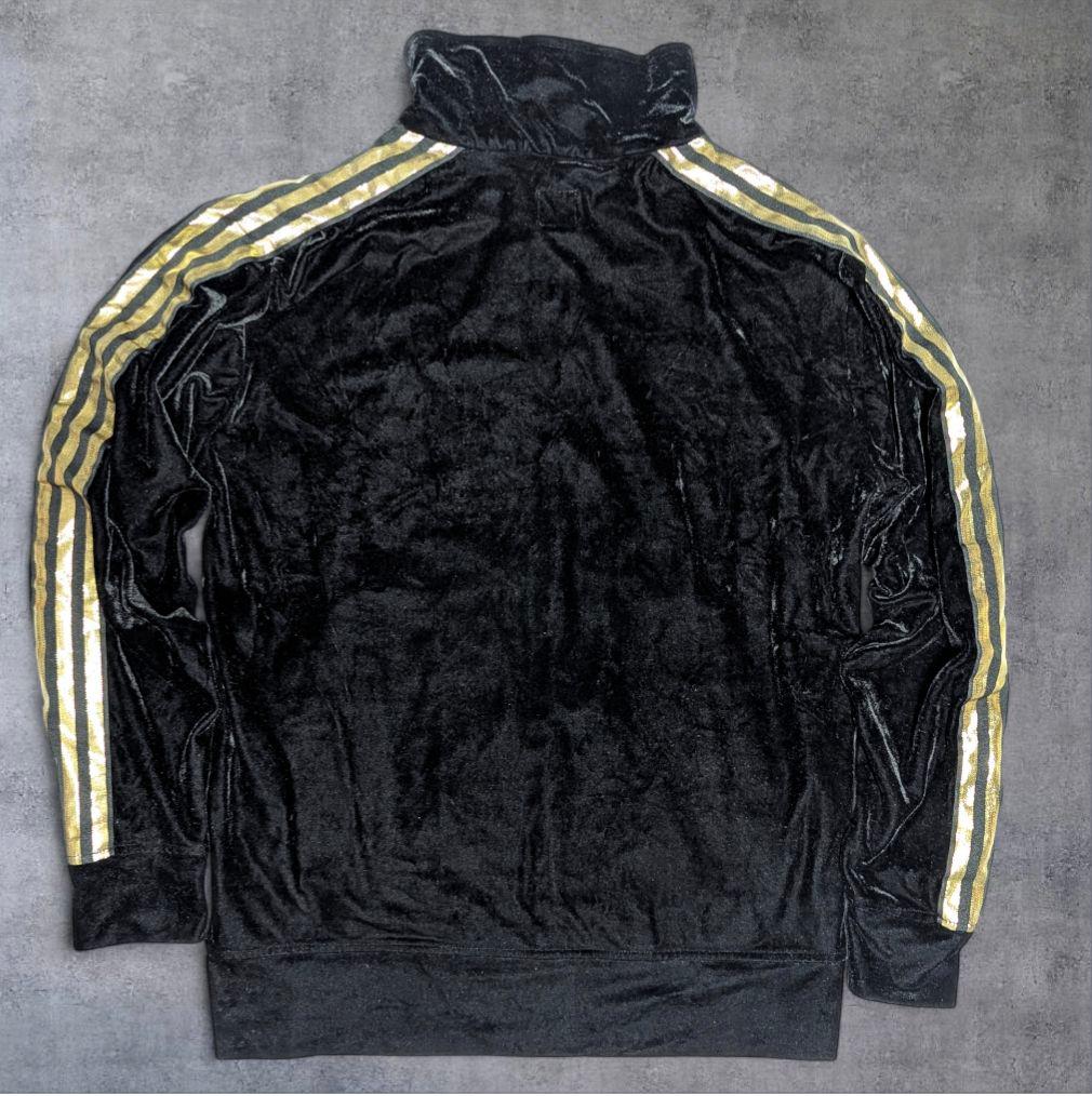 adidas セットアップ ベロアトラックジャケット ジャージ 黒 M/XS