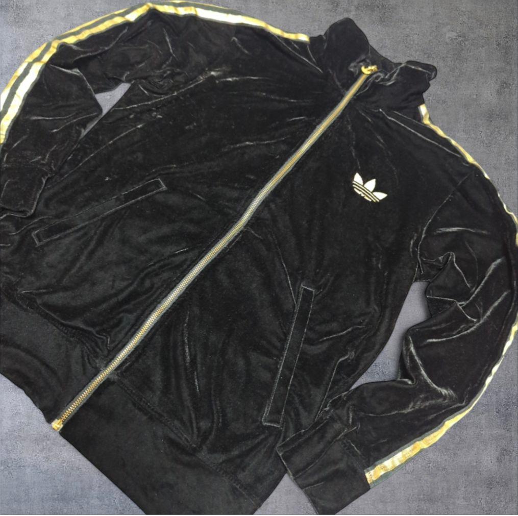 adidas セットアップ ベロアトラックジャケット ジャージ 黒 M/XS