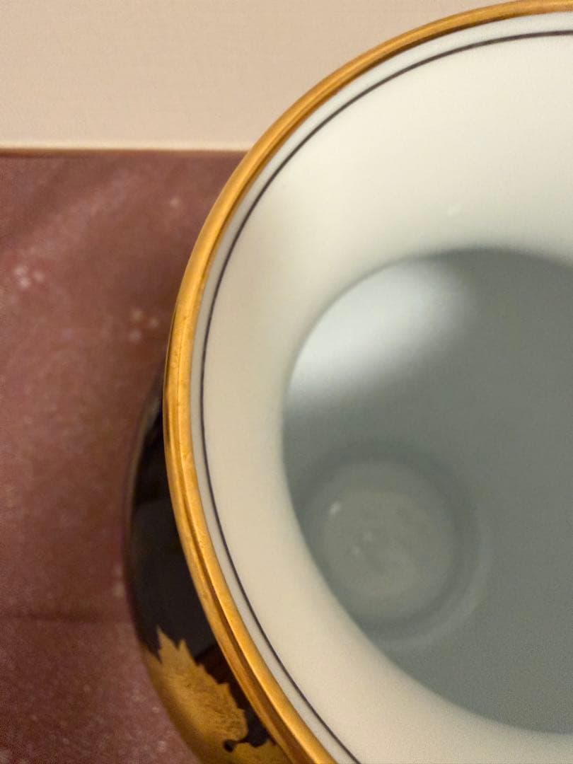 大倉陶園　瑠璃　金蝕　葡萄　花瓶　36cm