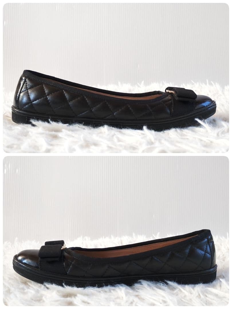 美品◎ フェラガモ ルフィナ 5.5 フラット ヴァラ キルティング 黒