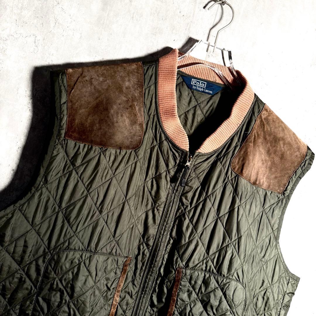 ⭐️希少⭐️ラルフローレン キルティングベスト 三角タグ レザー サイズ 4LT