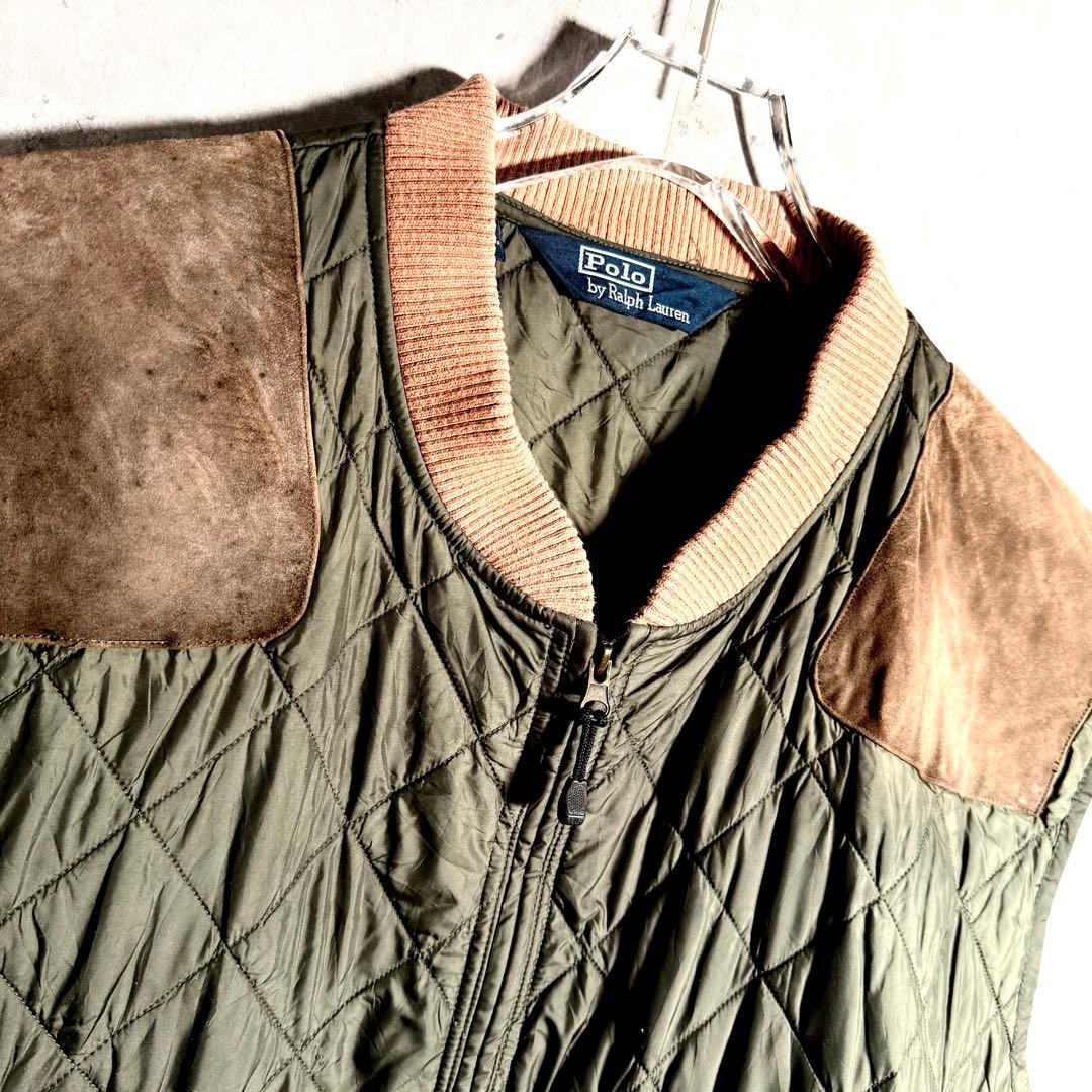 ⭐️希少⭐️ラルフローレン キルティングベスト 三角タグ レザー サイズ 4LT