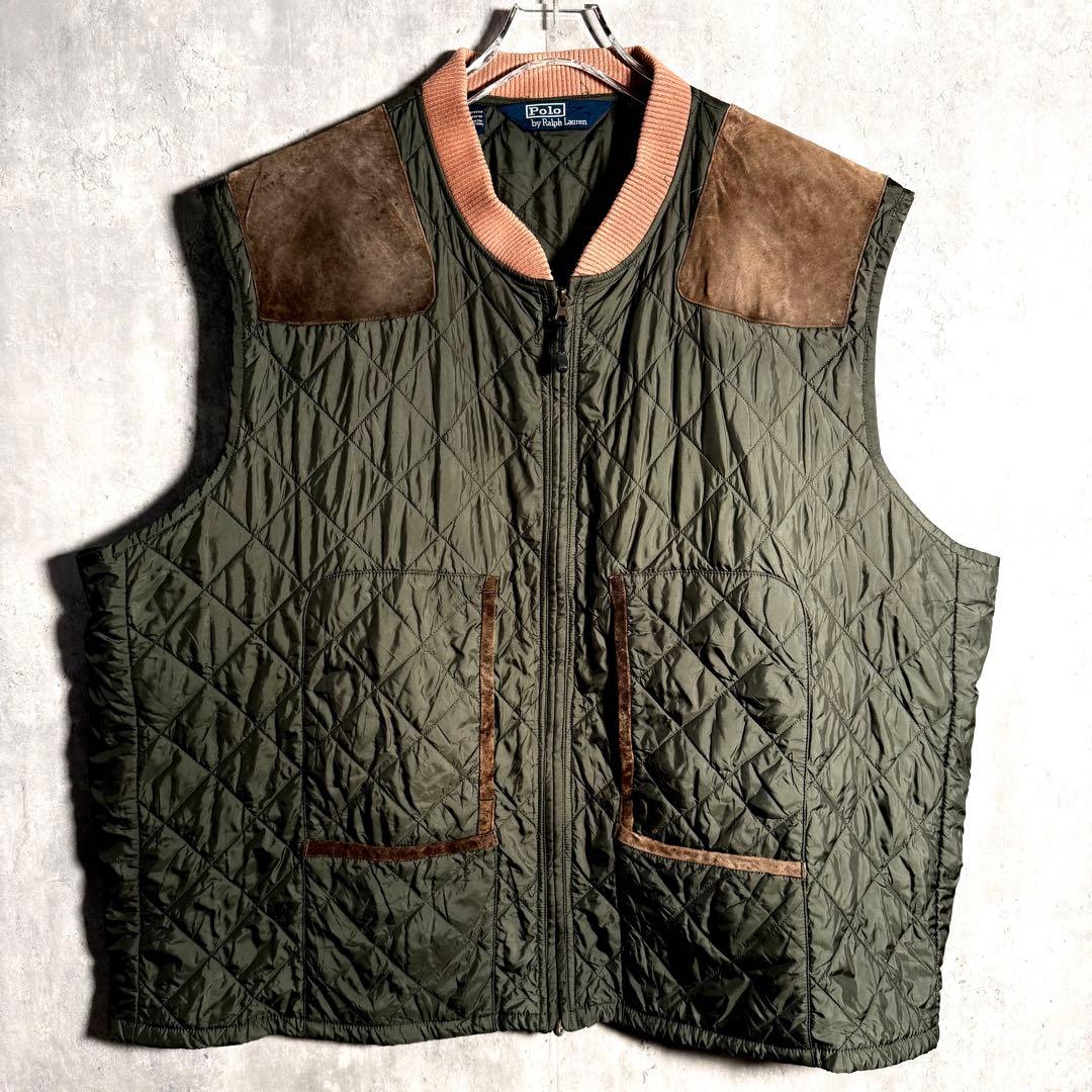 ⭐️希少⭐️ラルフローレン キルティングベスト 三角タグ レザー サイズ 4LT
