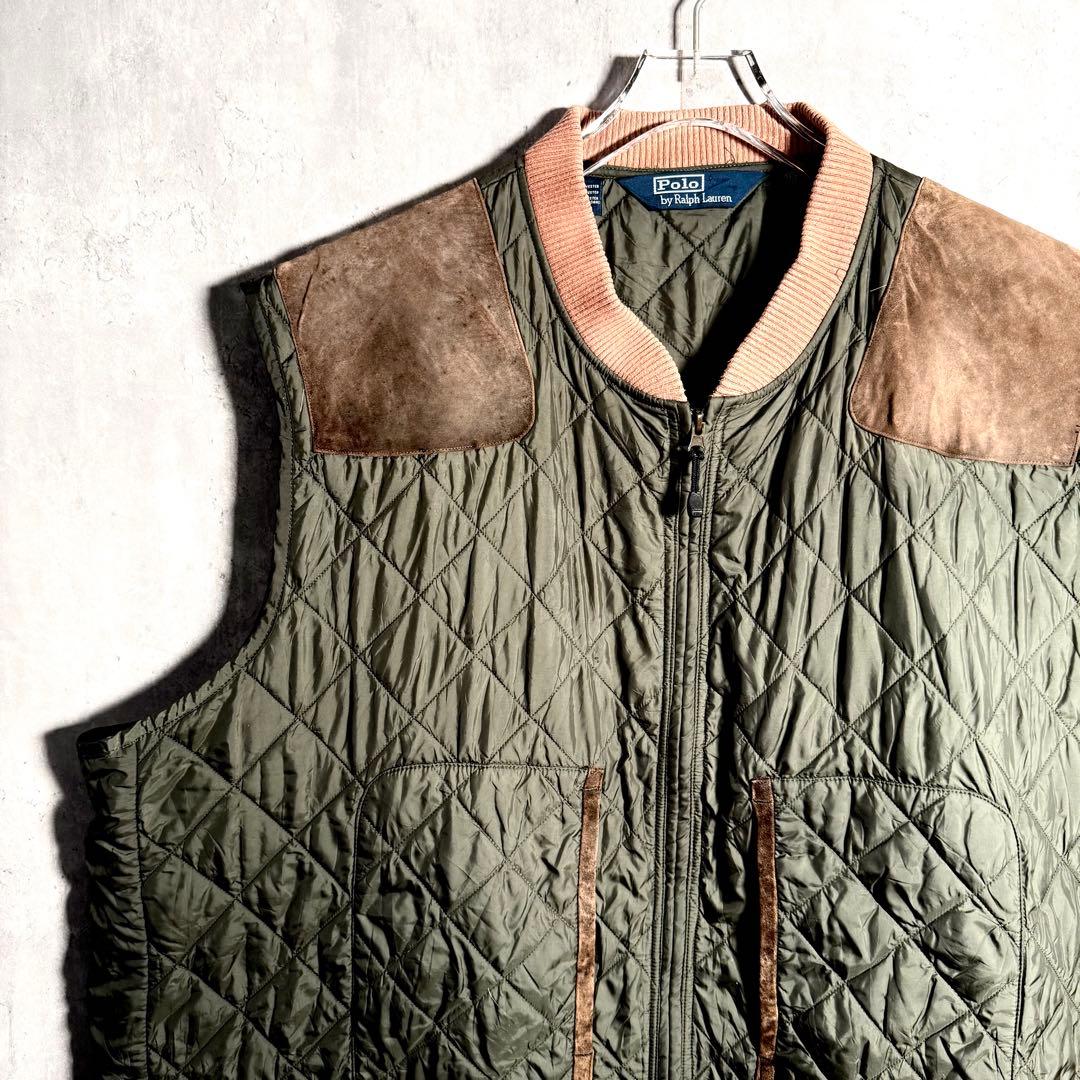 ⭐️希少⭐️ラルフローレン キルティングベスト 三角タグ レザー サイズ 4LT
