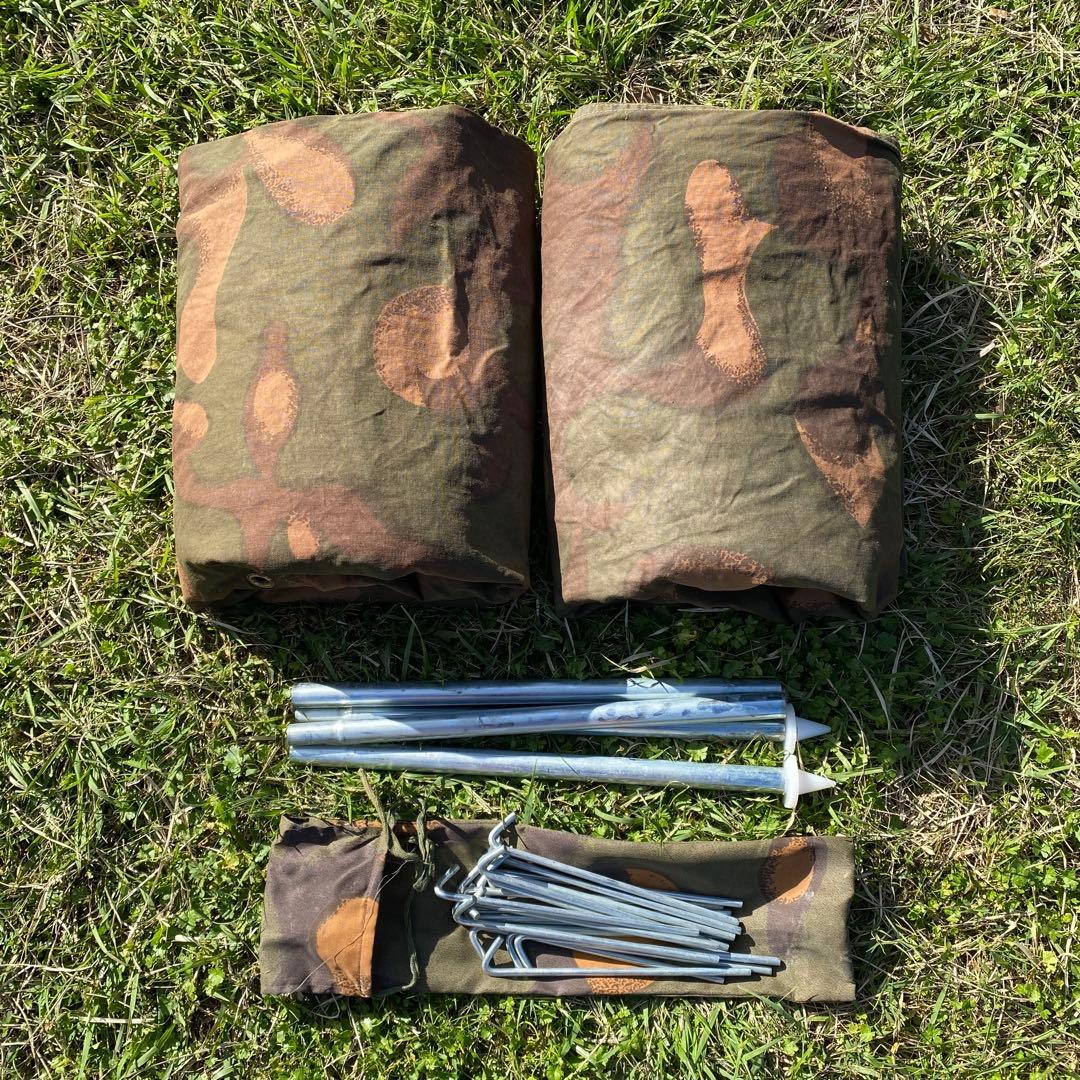 ハンガリー軍幕　２枚　ポール・ペグセット①　 ワンポールテント　ハリケーンカモ