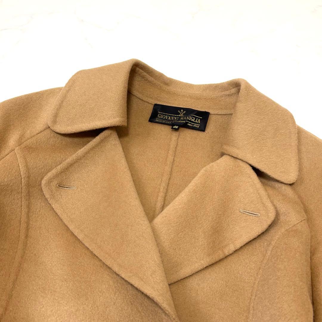 【大きいサイズ 極美品】レリアン リバーコート アンゴラ混 キャメル 2XL