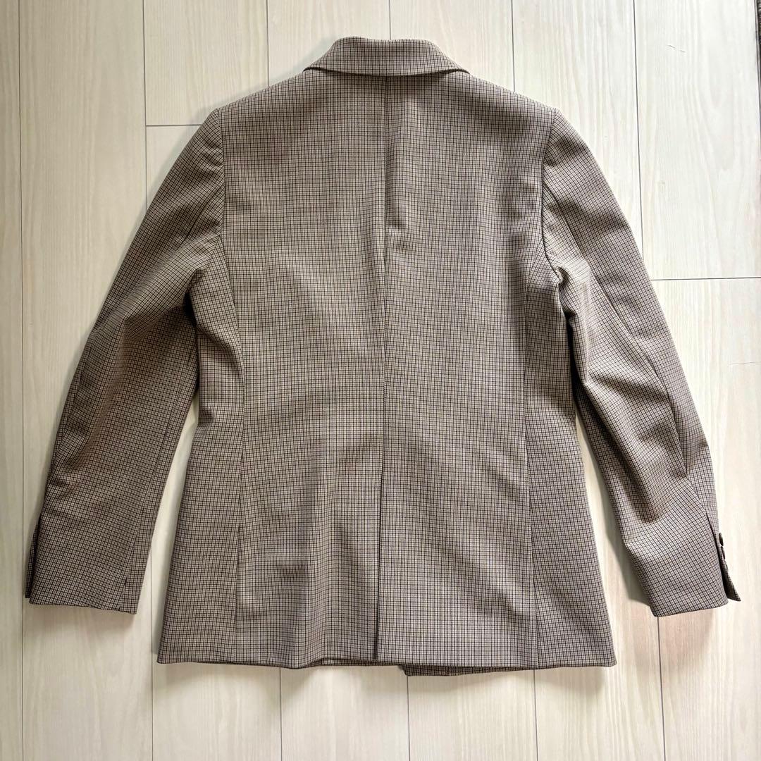 オンライン完売品 ユニクロ　ダブルジャケット 35 BROWN チェック　M