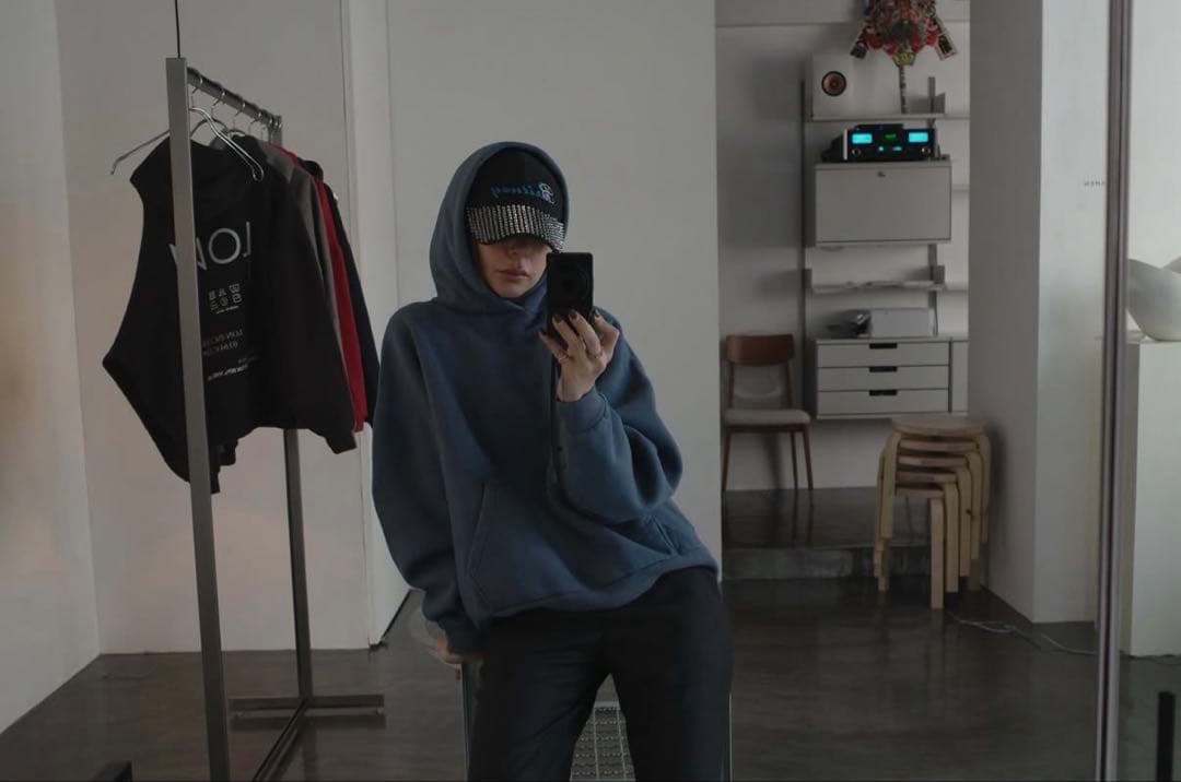 LONロンスウェットフーディーパーカーTWO SIDE HOODIE/ネイビー