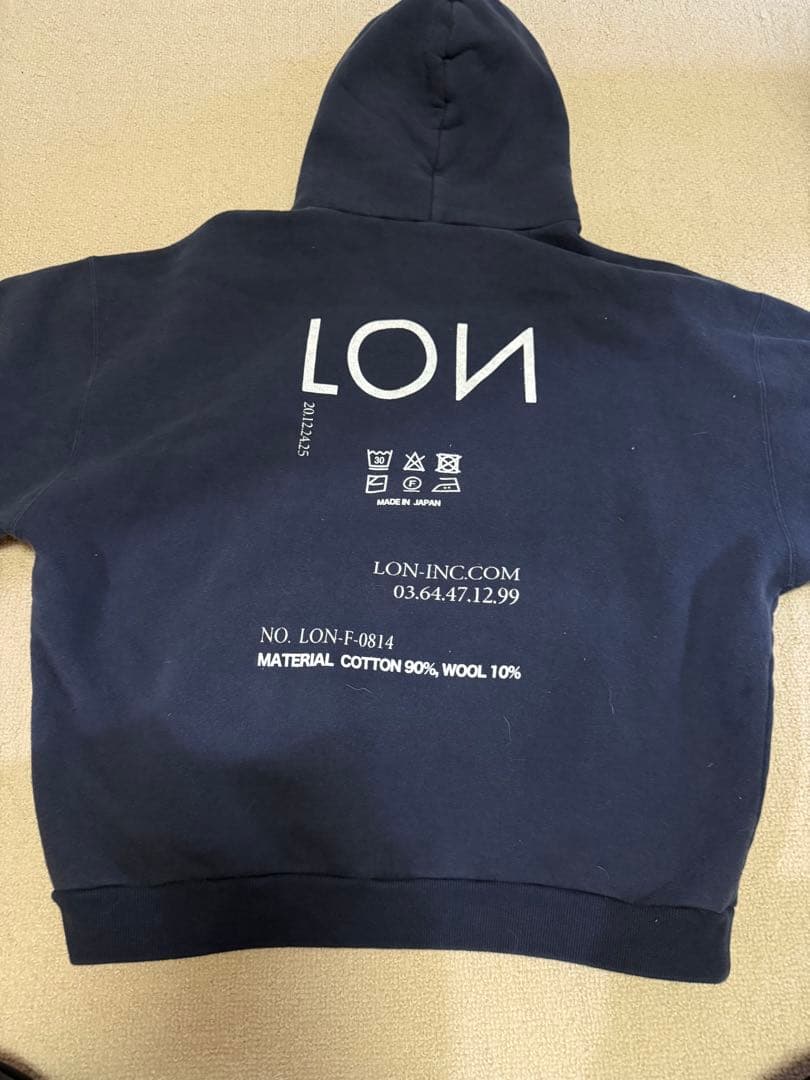 LONロンスウェットフーディーパーカーTWO SIDE HOODIE/ネイビー