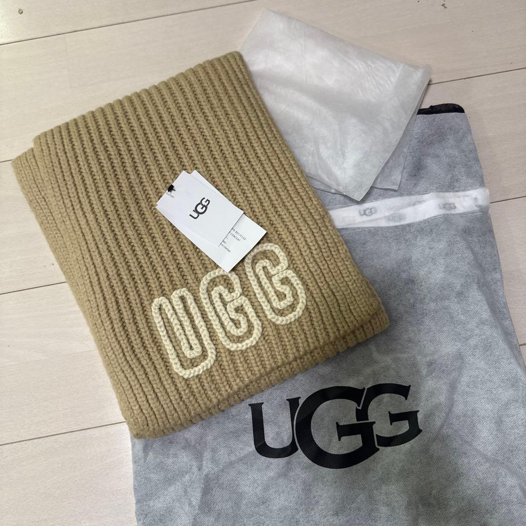 UGG リブ編み マフラー ベージュ