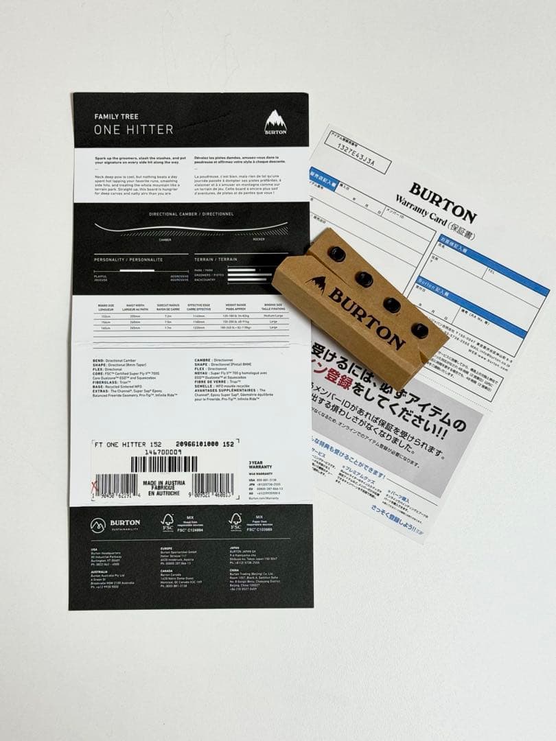 スノーボード BURTON Family Tree ONE HITTER 152 BLACK