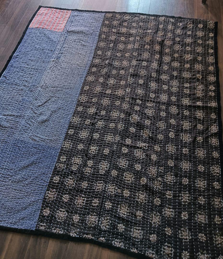 大盤1.7kg　ネル素材　粗刺し子の古布こたつ掛け♪　昭和初期　らんる　襤褸