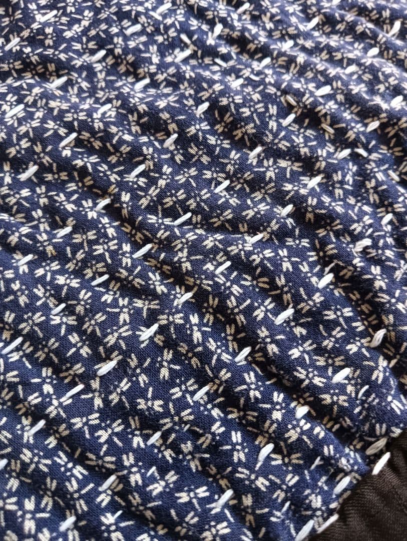 大盤1.7kg　ネル素材　粗刺し子の古布こたつ掛け♪　昭和初期　らんる　襤褸