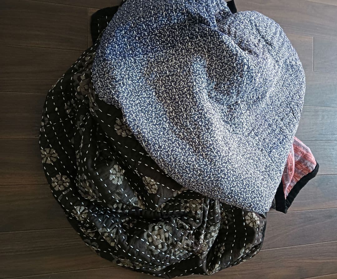 大盤1.7kg　ネル素材　粗刺し子の古布こたつ掛け♪　昭和初期　らんる　襤褸